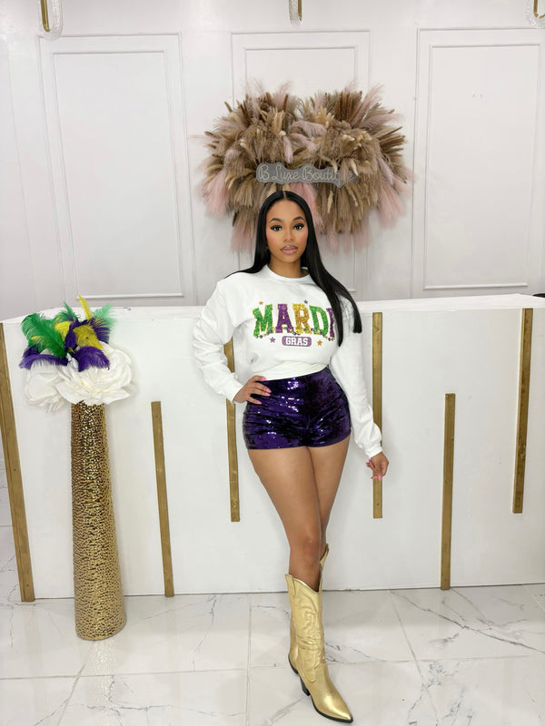 Mardi gra sweatshirt white