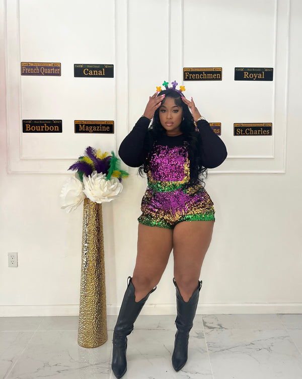 MARDI GRA SEQUENCE ROMPER