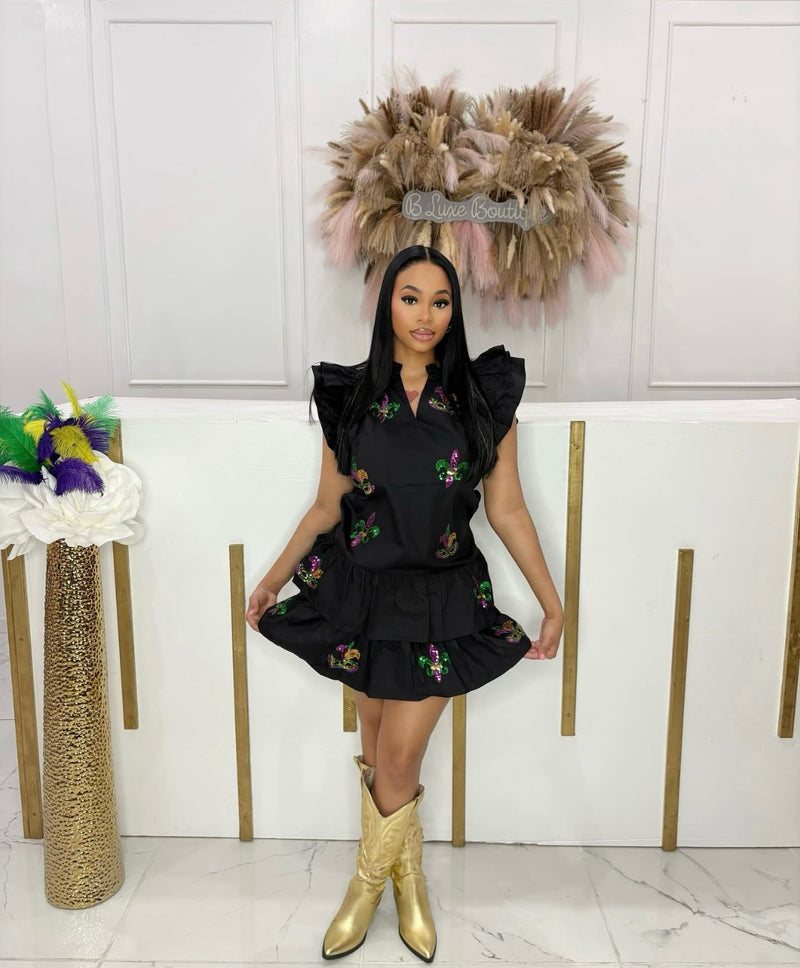 Mardi Gras ruffle dress